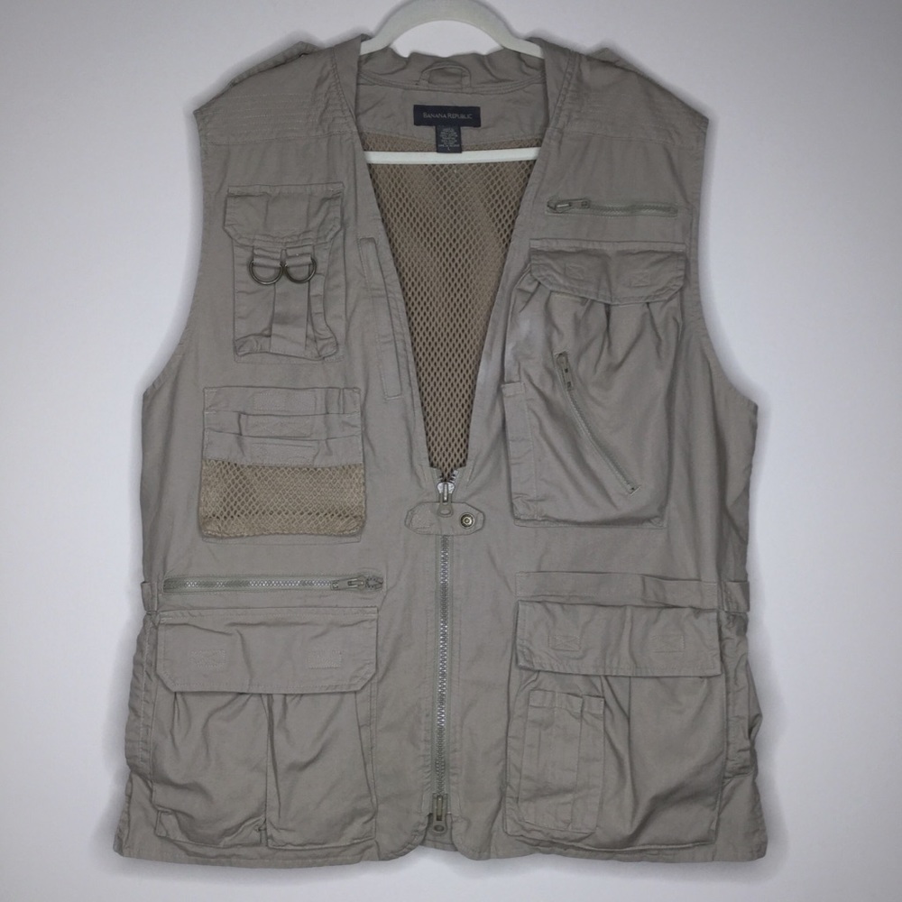 Banana Republic Khaki Safari Vest Size large